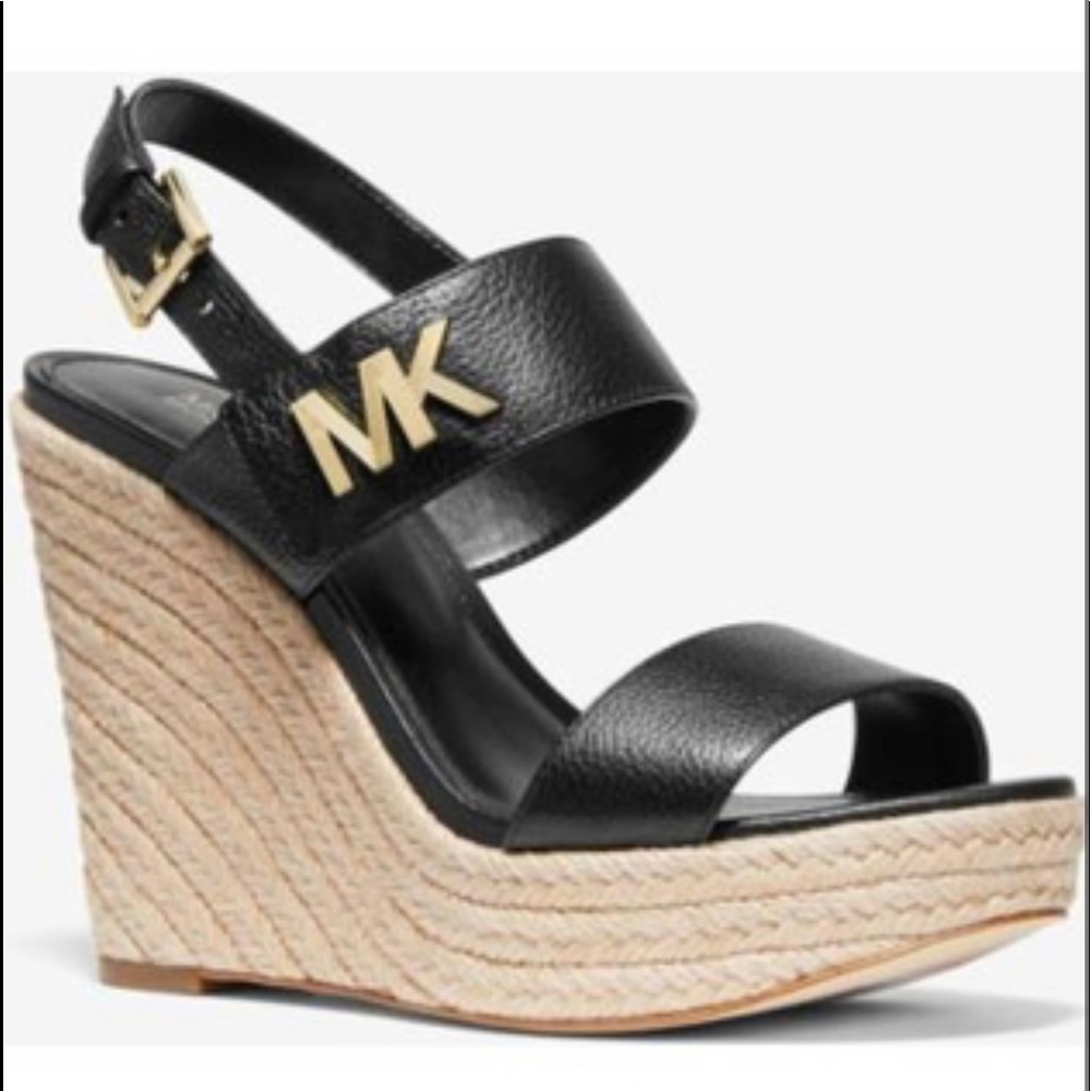 MICHAEL KORS DEANNA WEDGE Black Sandal Siz… - Picture 1 of 7